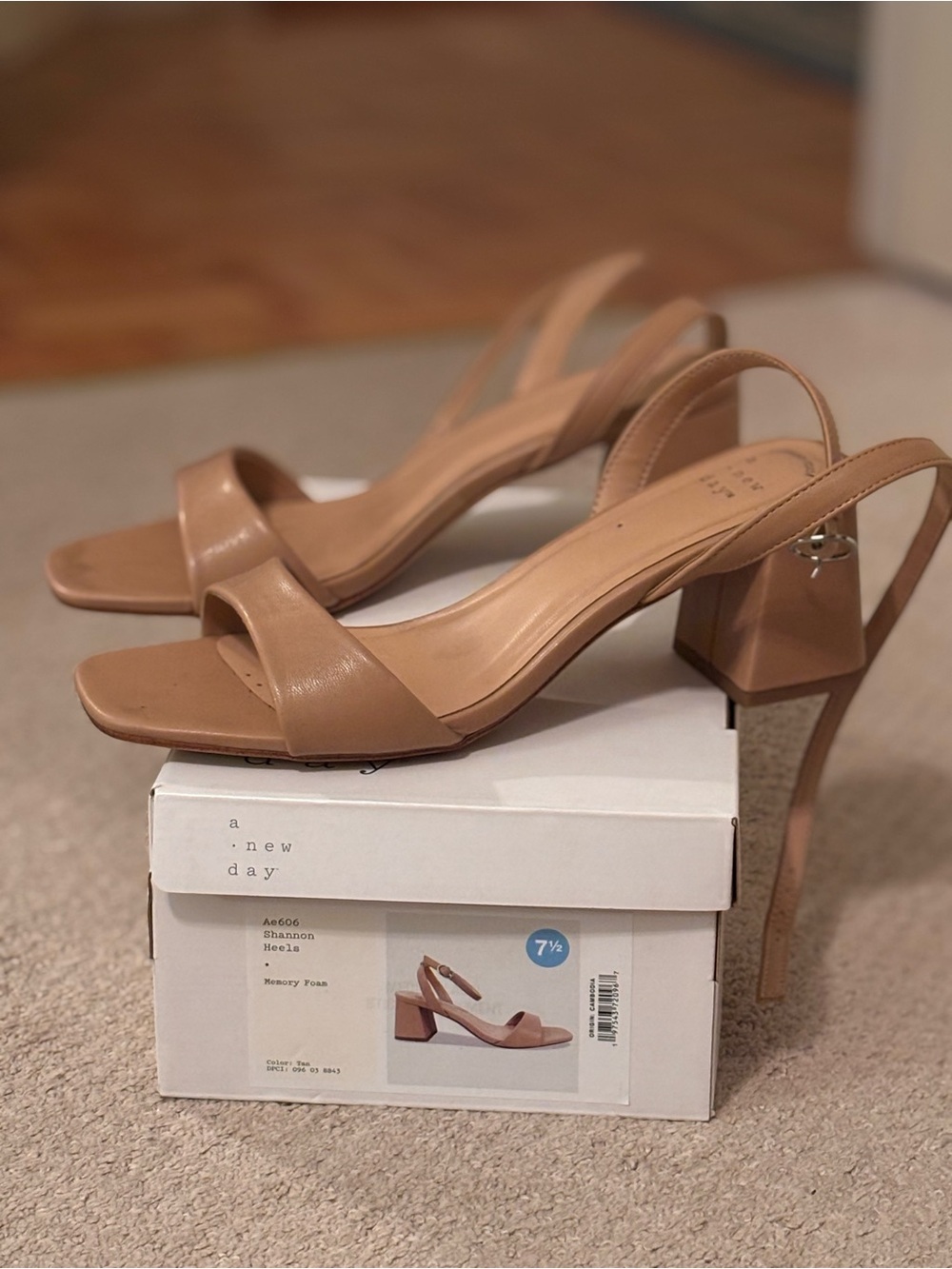 a new day Tan Block Heel Slingback Sandals